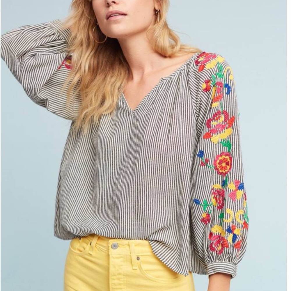 Anthropologie tassel blouse